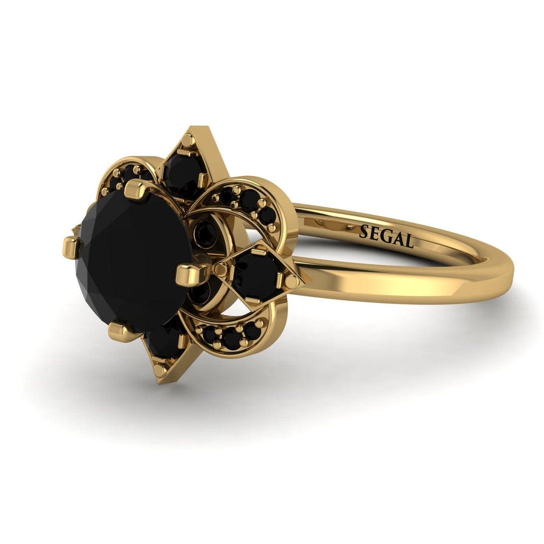 Unique Bloom Halo Black Diamond Ring - Amanda No. 37