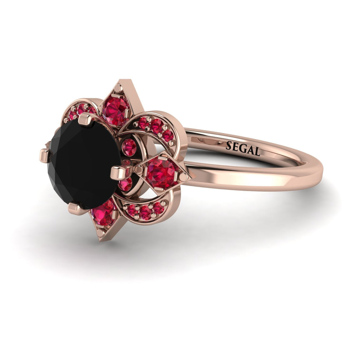 Unique Bloom Halo Black Diamond Ring - Amanda No. 53
