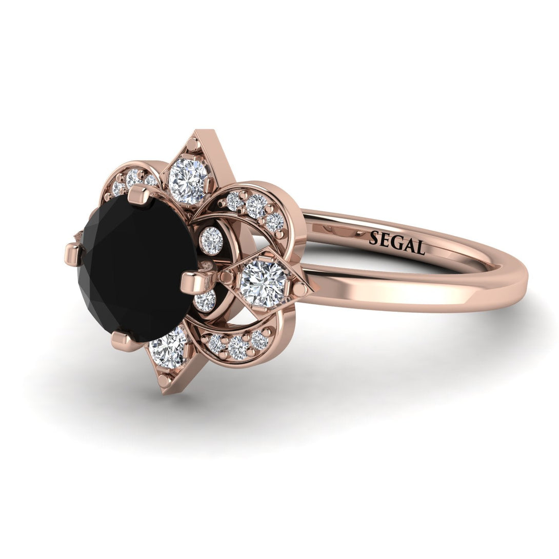 Unique Bloom Halo Black Diamond Ring - Amanda No. 8