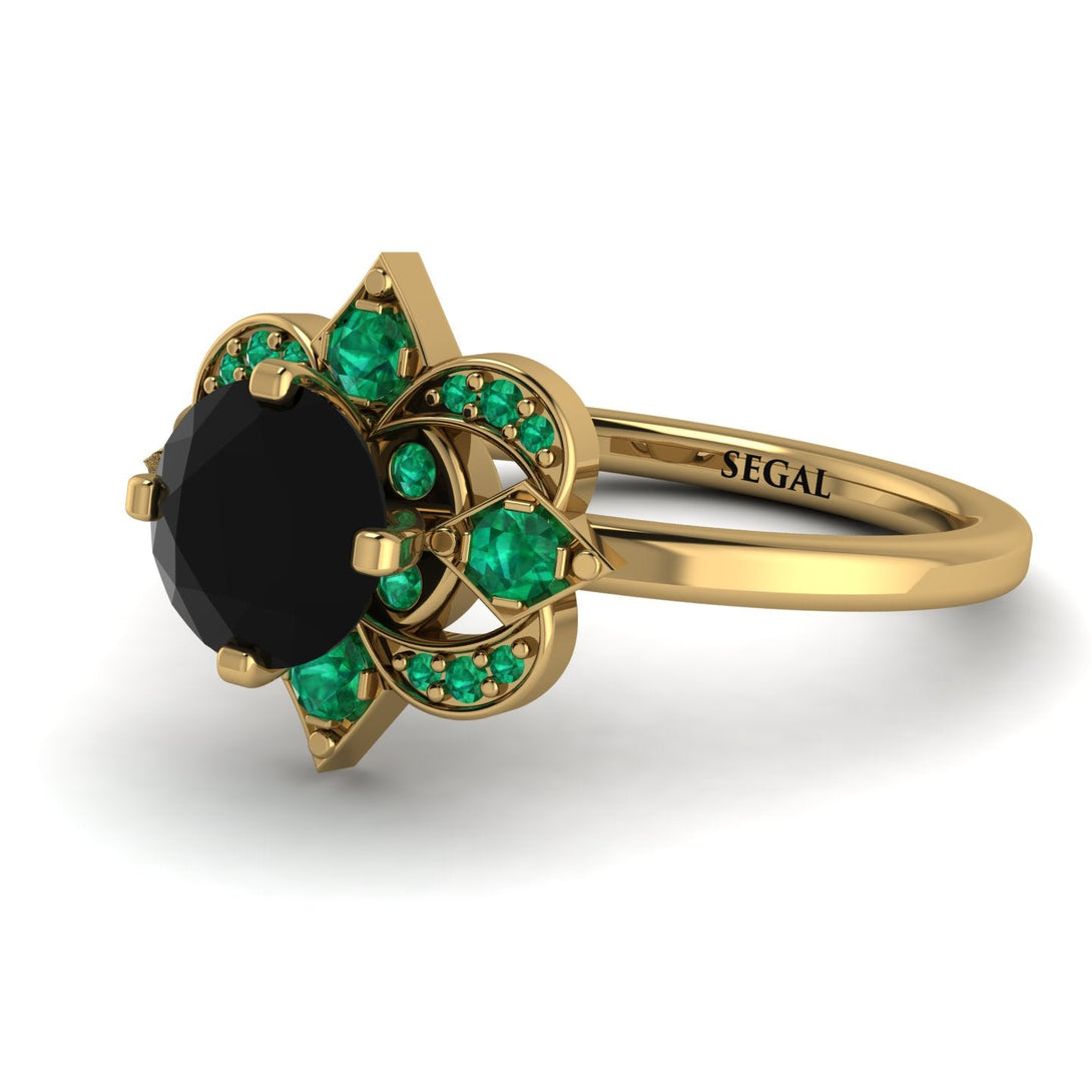 Unique Bloom Halo Black Diamond Ring - Amanda No. 22