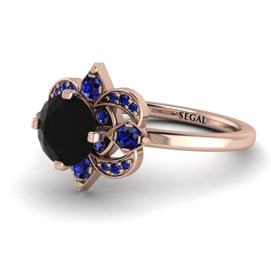 Unique Bloom Halo Black Diamond Ring - Amanda No. 68