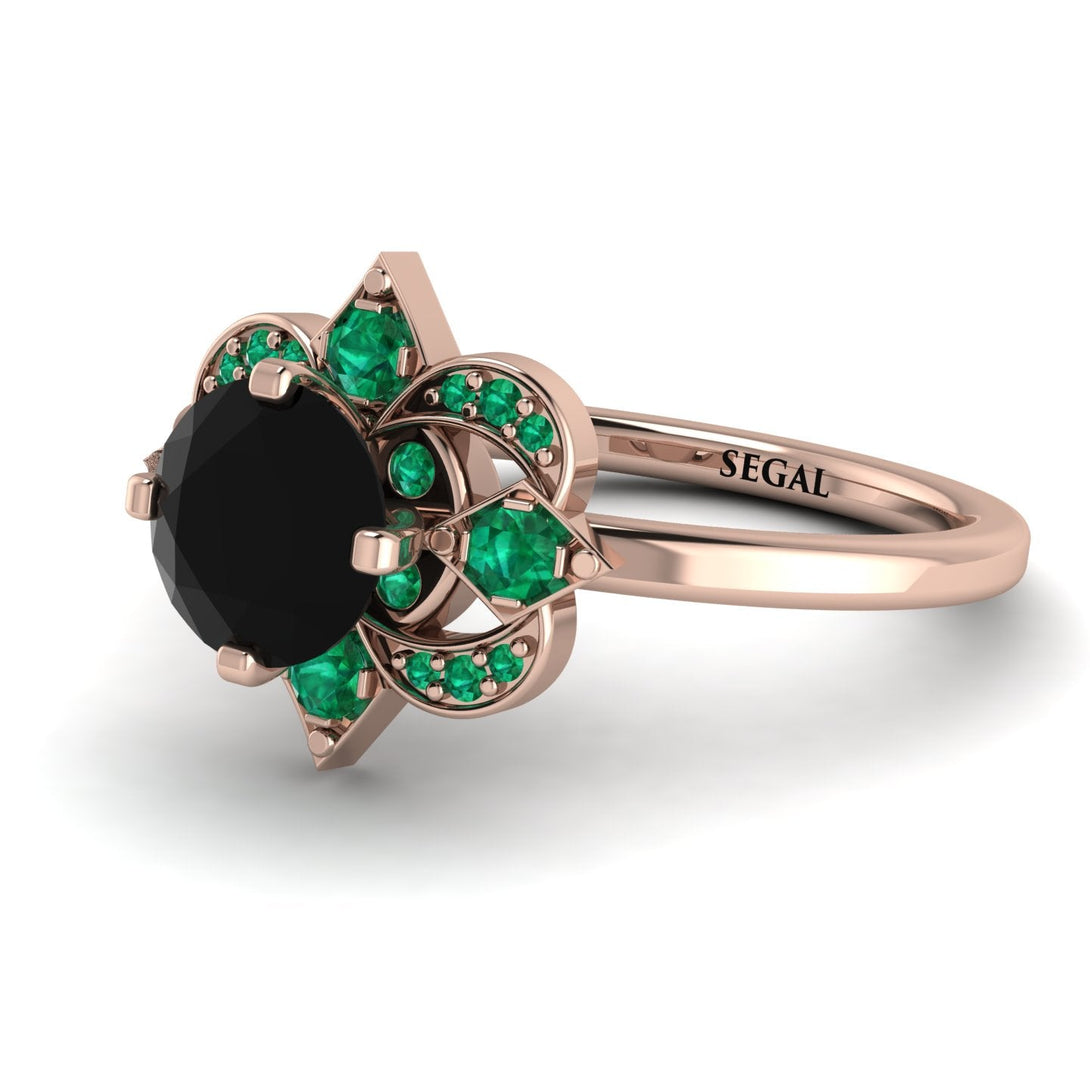 Unique Bloom Halo Black Diamond Ring - Amanda No. 23