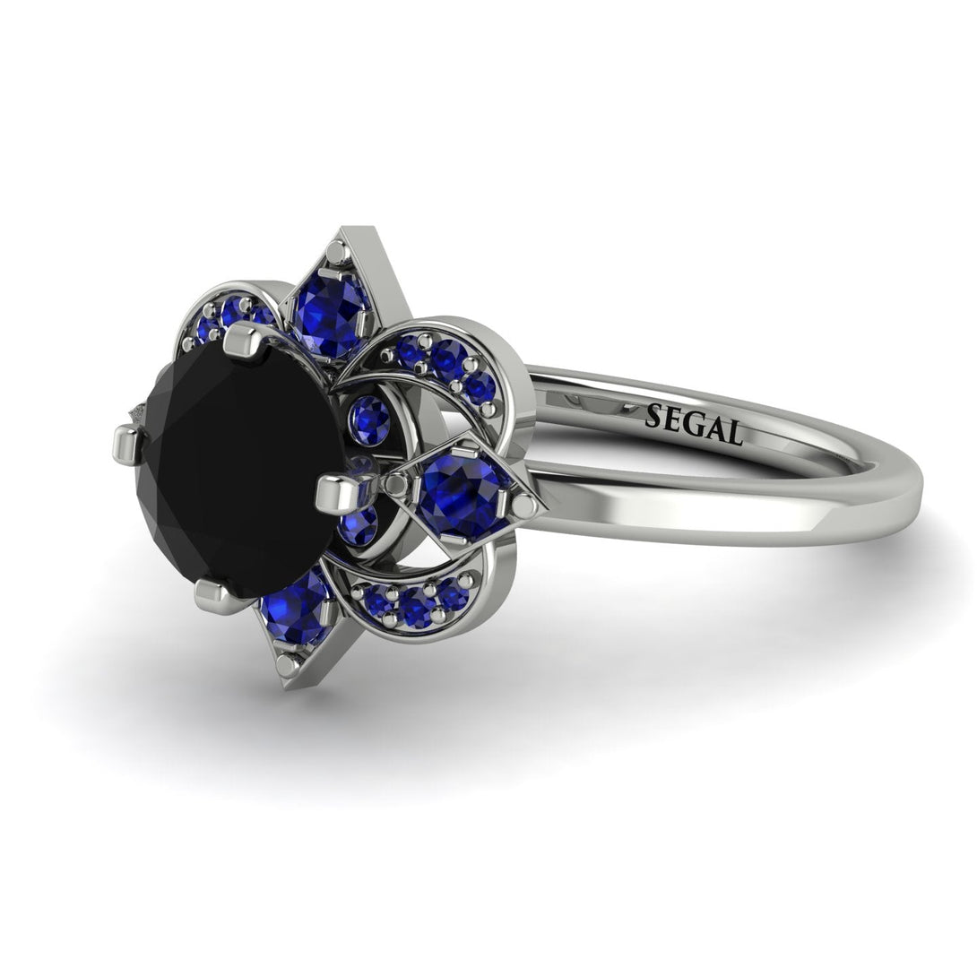 Unique Bloom Halo Black Diamond Ring - Amanda No. 69