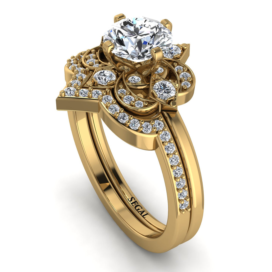 Unique Bloom Halo Diamond Bridal Set - Amanda No. 1