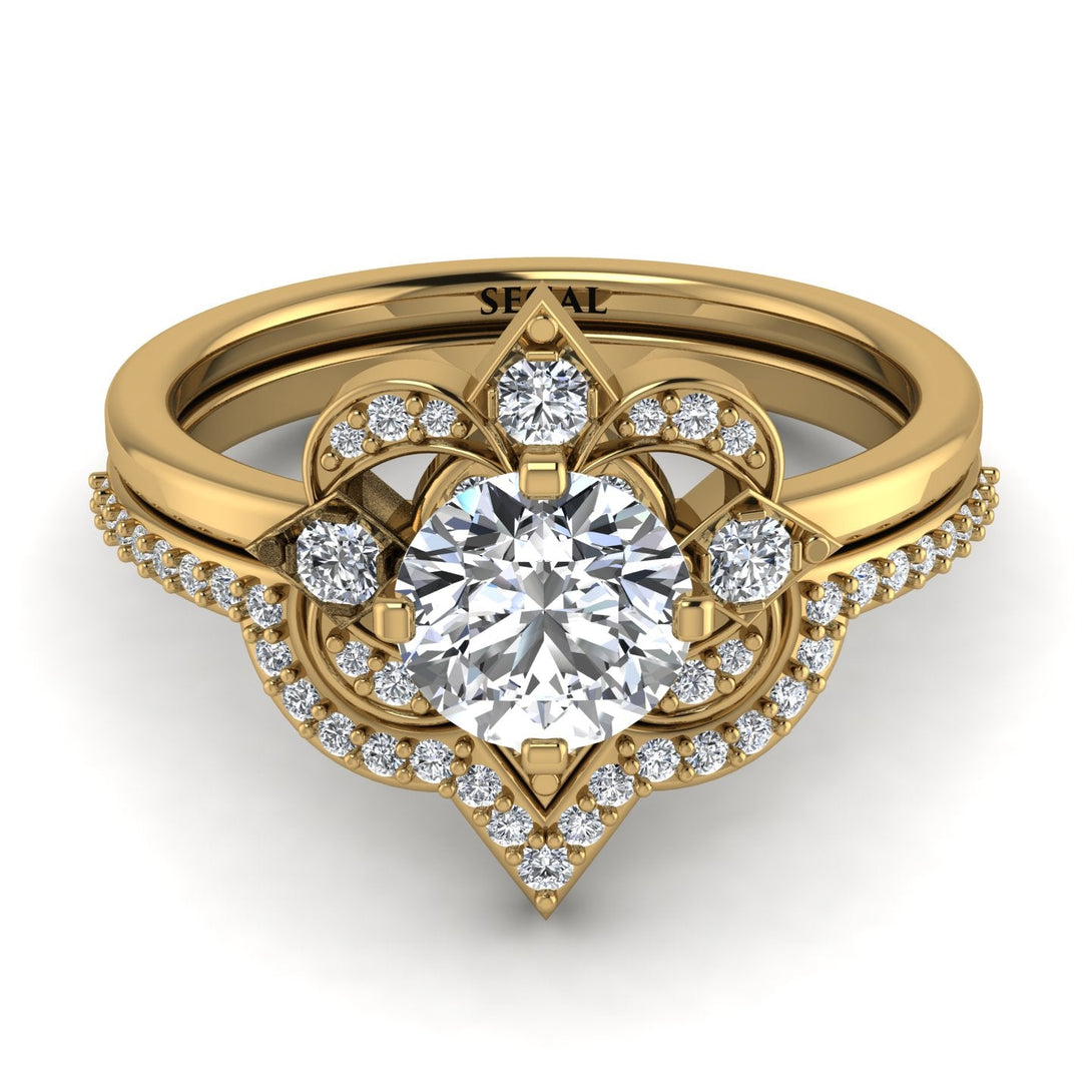 Unique Bloom Halo Diamond Bridal Set - Amanda No. 1