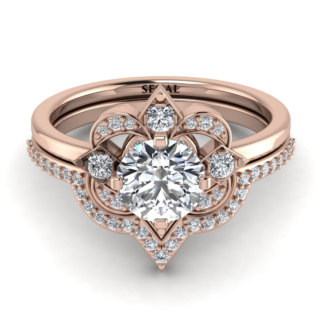 Unique Bloom Halo Diamond Bridal Set - Amanda No. 2