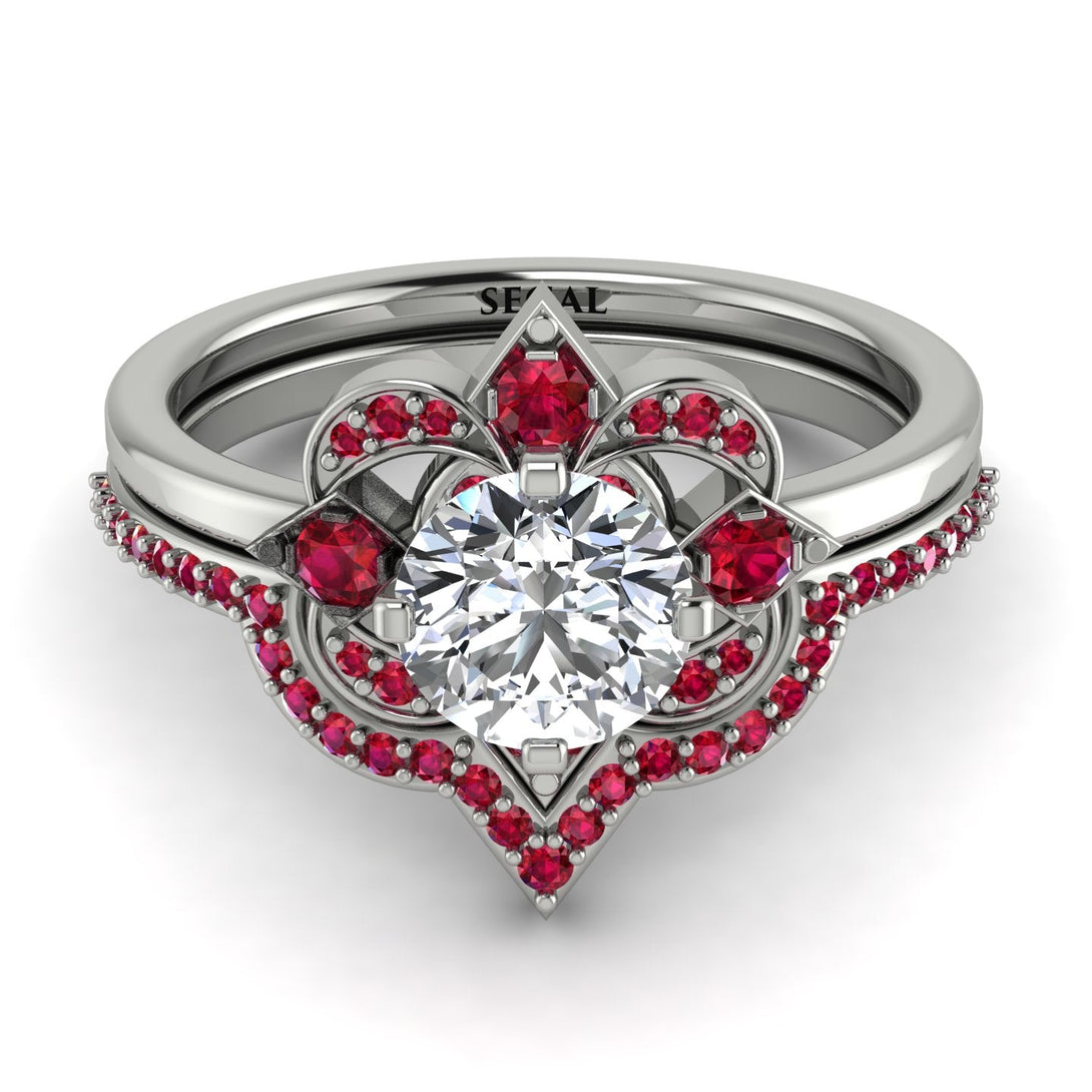 Unique Bloom Halo Diamond Bridal Set - Amanda No. 48