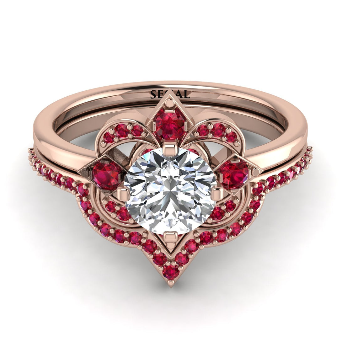 Unique Bloom Halo Diamond Bridal Set - Amanda No. 47