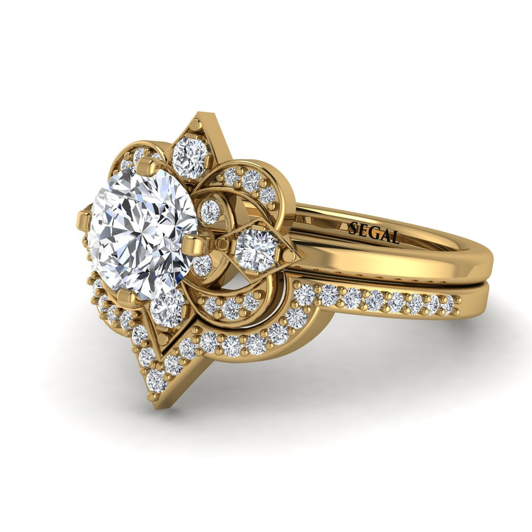 Unique Bloom Halo Diamond Bridal Set - Amanda No. 1