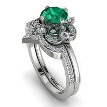 Unique Bloom Halo Emerald Bridal Set - Amanda No. 6 image 1