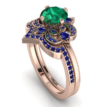 Unique Bloom Halo Emerald Bridal Set - Amanda No. 65 image 1