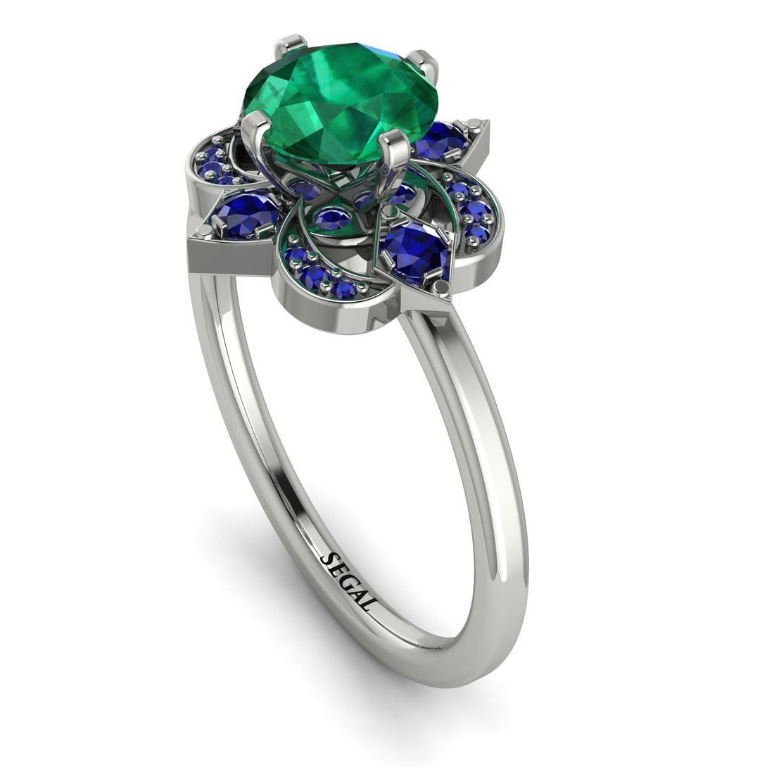 Unique Bloom Halo Emerald Ring - Amanda No. 66