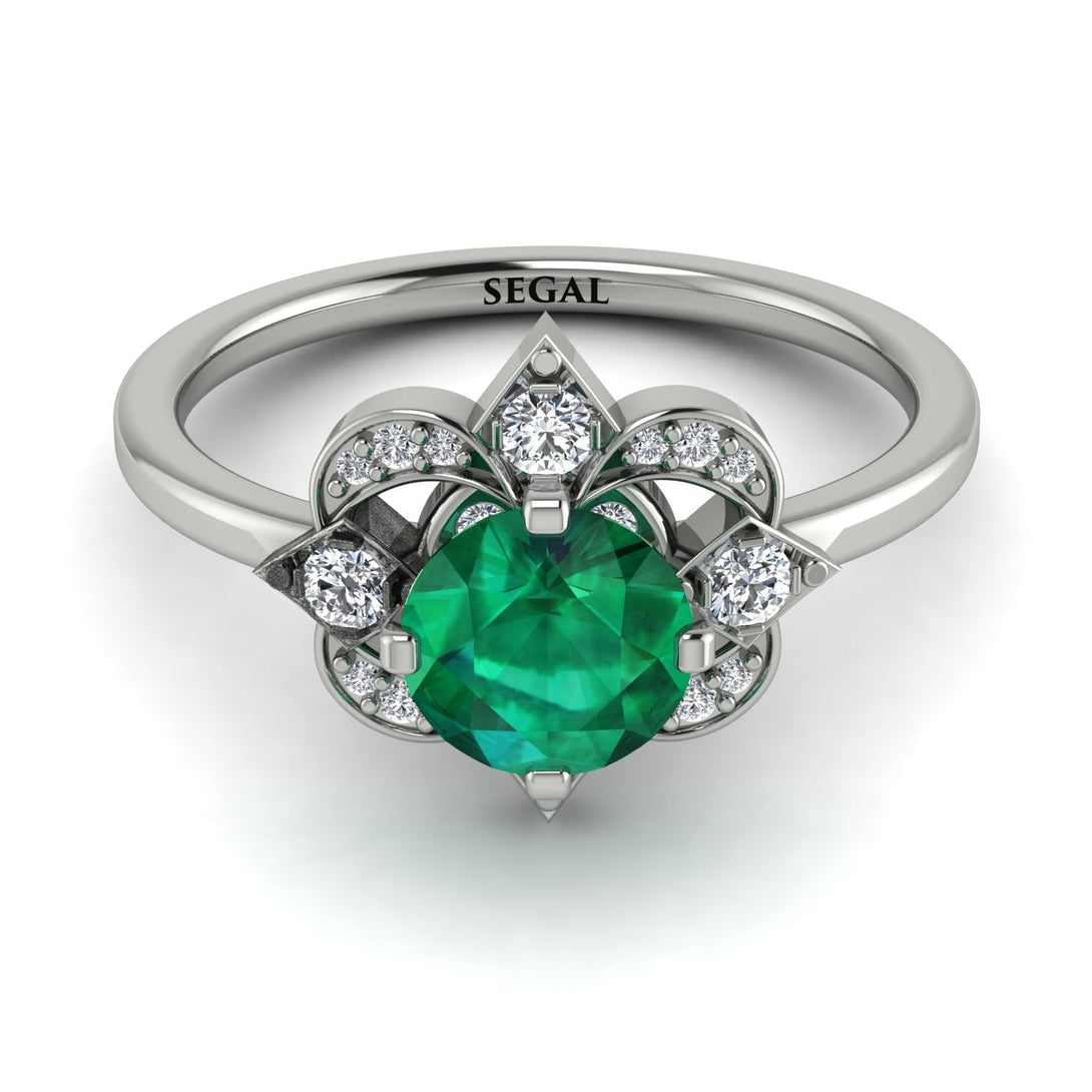 Unique Bloom Halo Emerald Ring - Amanda No. 6