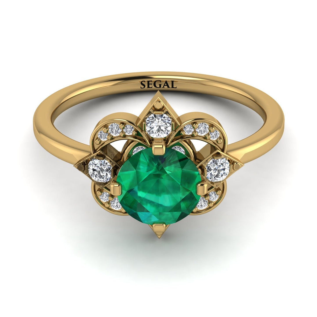 Unique Bloom Halo Emerald Ring - Amanda No. 4