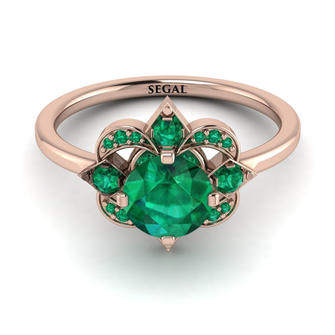 Unique Bloom Halo Emerald Ring - Amanda No. 20