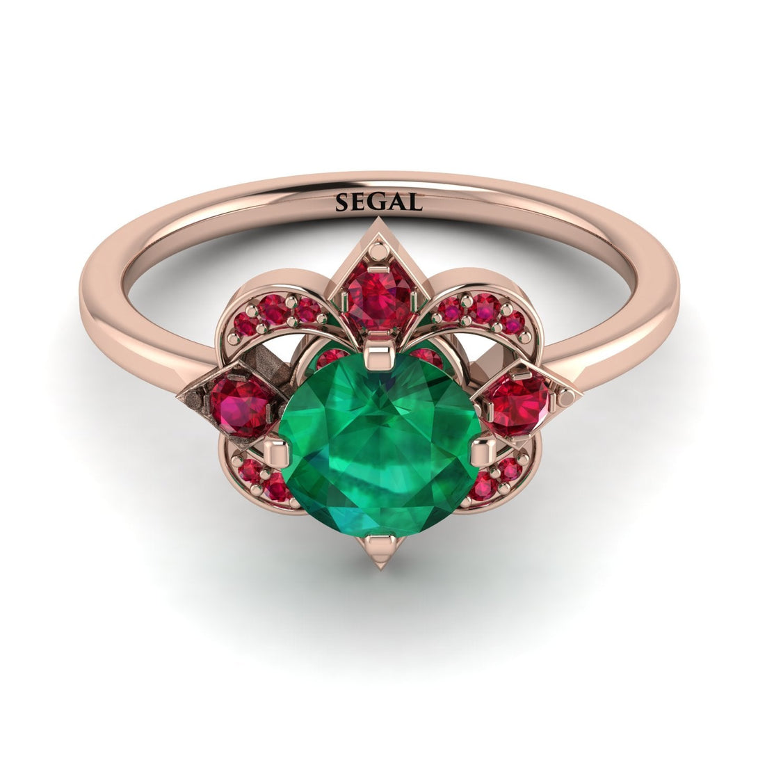 Unique Bloom Halo Emerald Ring - Amanda No. 50
