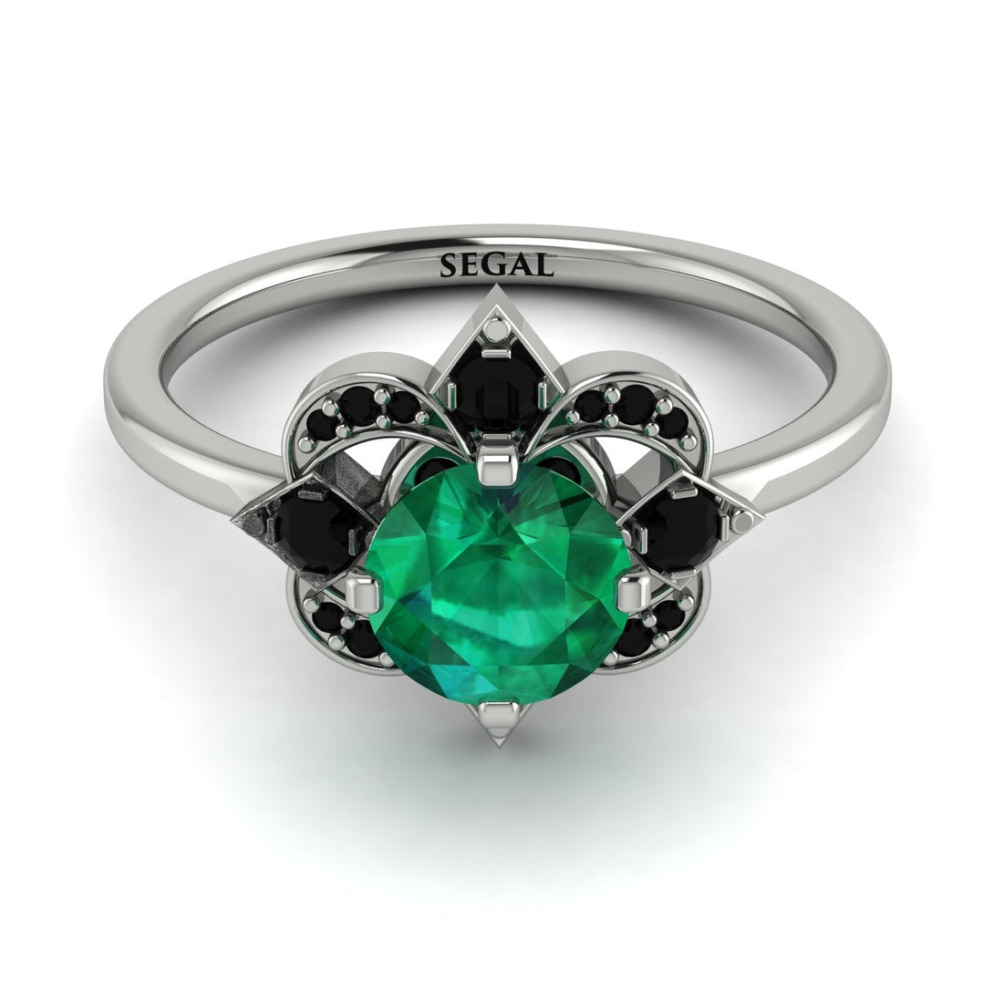 Unique Bloom Halo Emerald Ring - Amanda No. 36