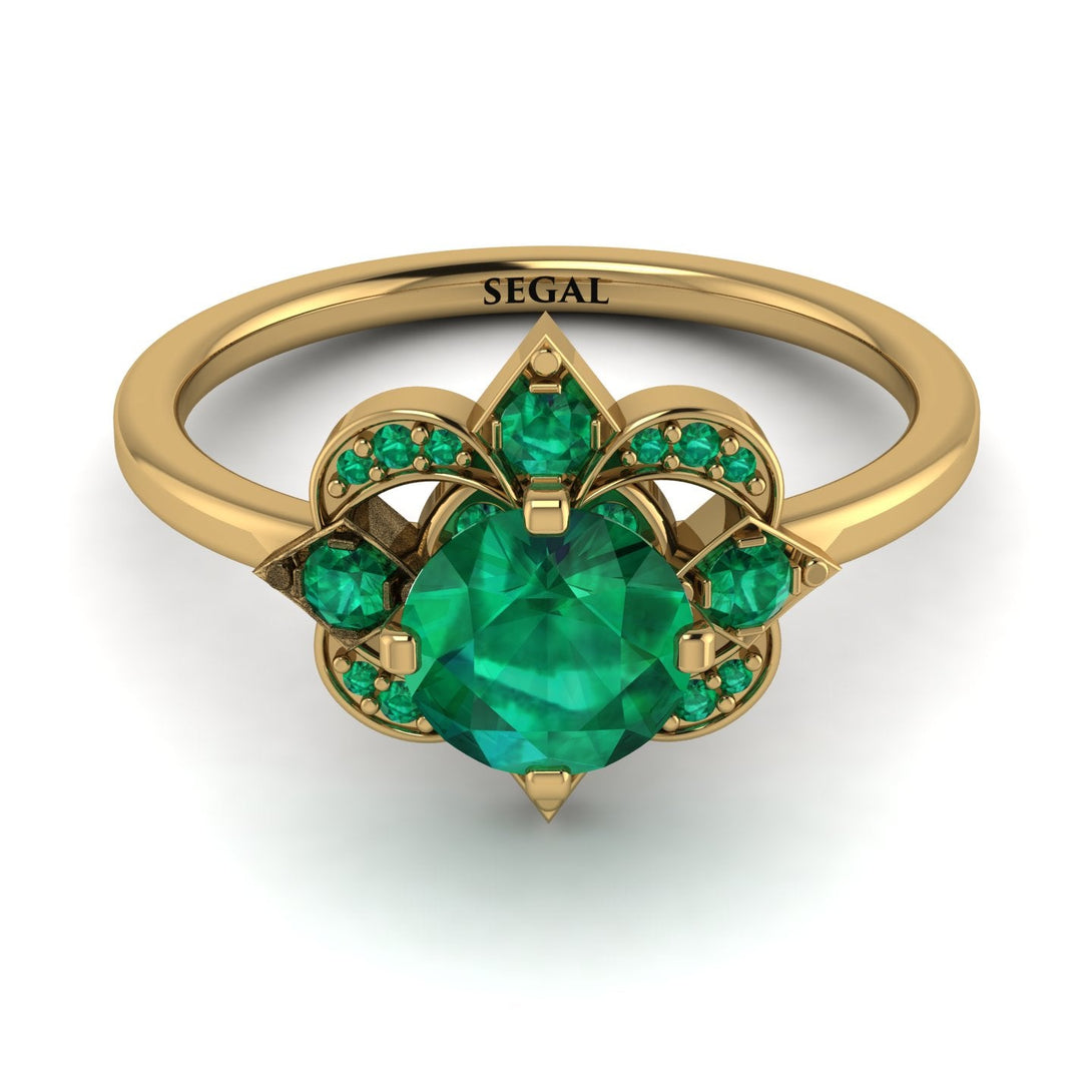 Unique Bloom Halo Emerald Ring - Amanda No. 19