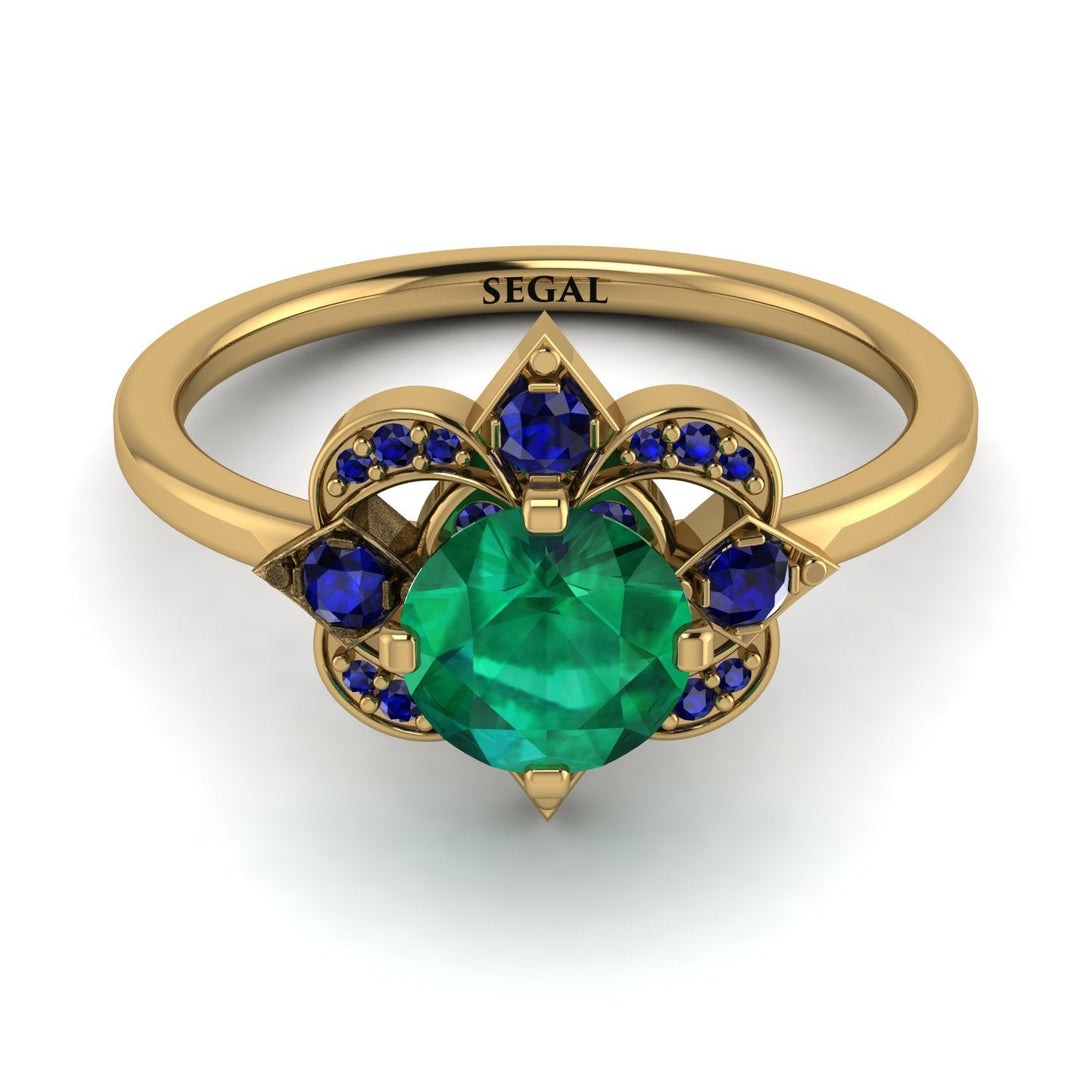 Unique Bloom Halo Emerald Ring - Amanda No. 64