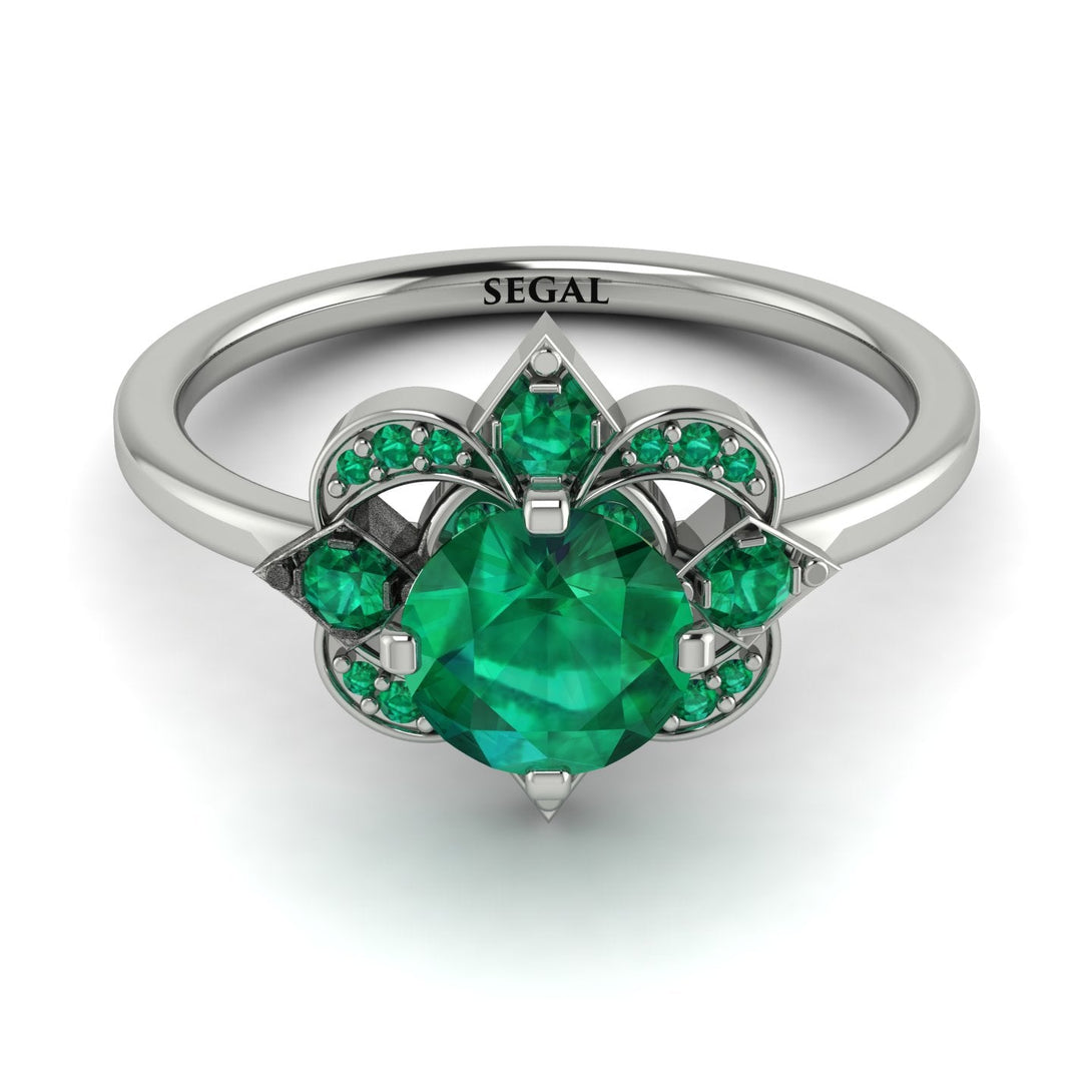 Unique Bloom Halo Emerald Ring - Amanda No. 21