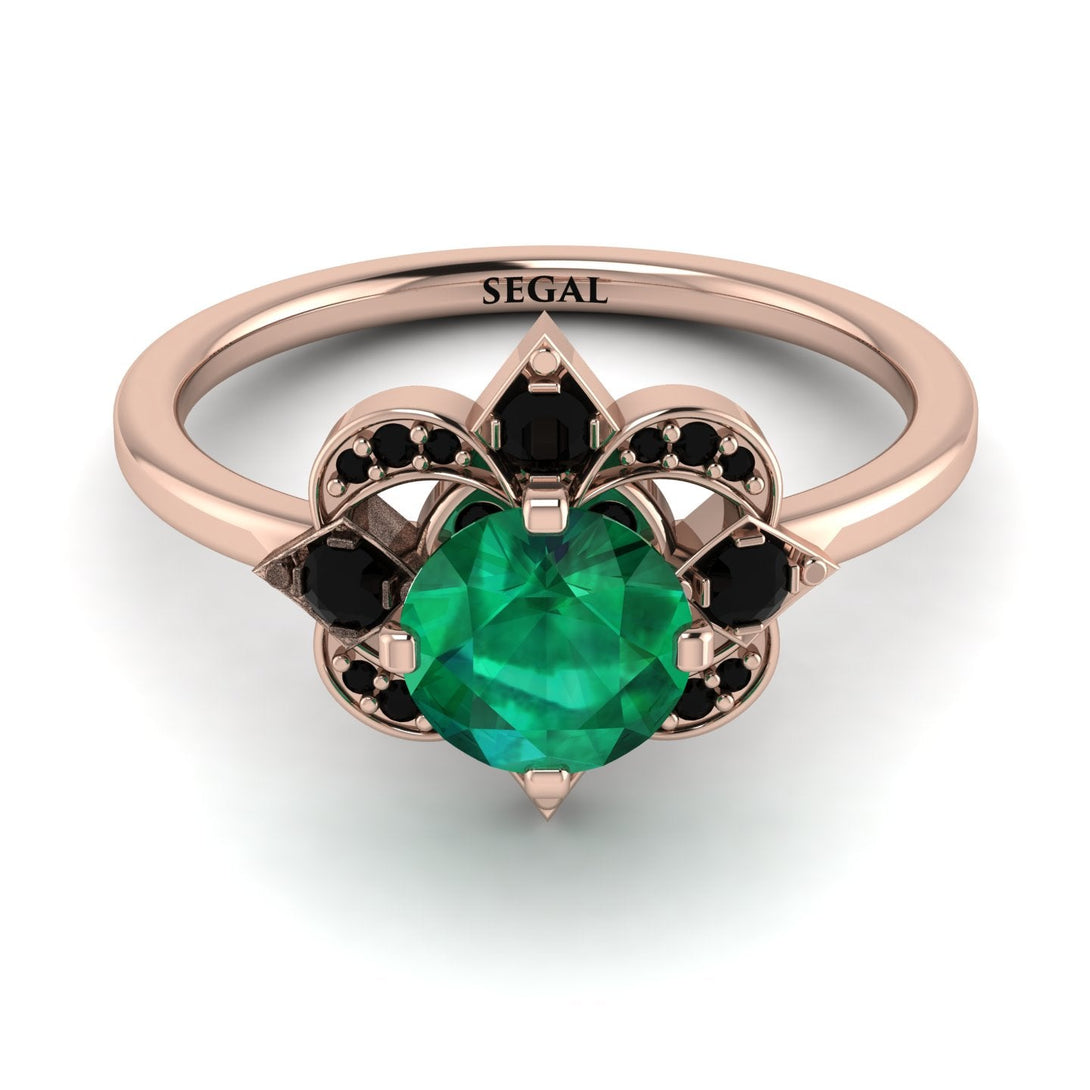 Unique Bloom Halo Emerald Ring - Amanda No. 35