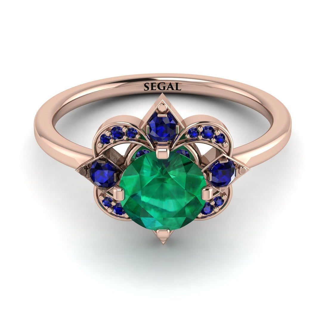 Unique Bloom Halo Emerald Ring - Amanda No. 65
