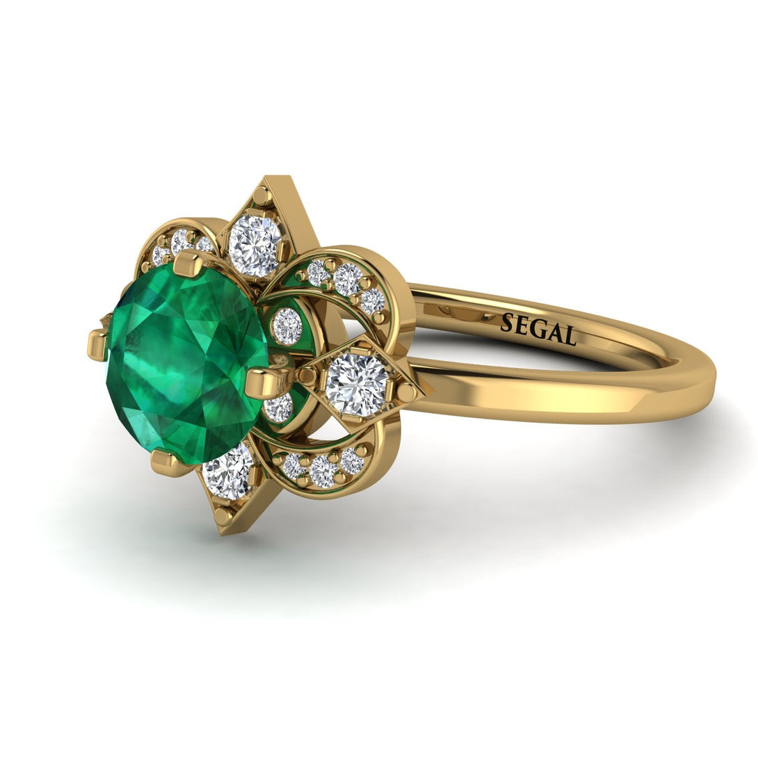 Unique Bloom Halo Emerald Ring - Amanda No. 4