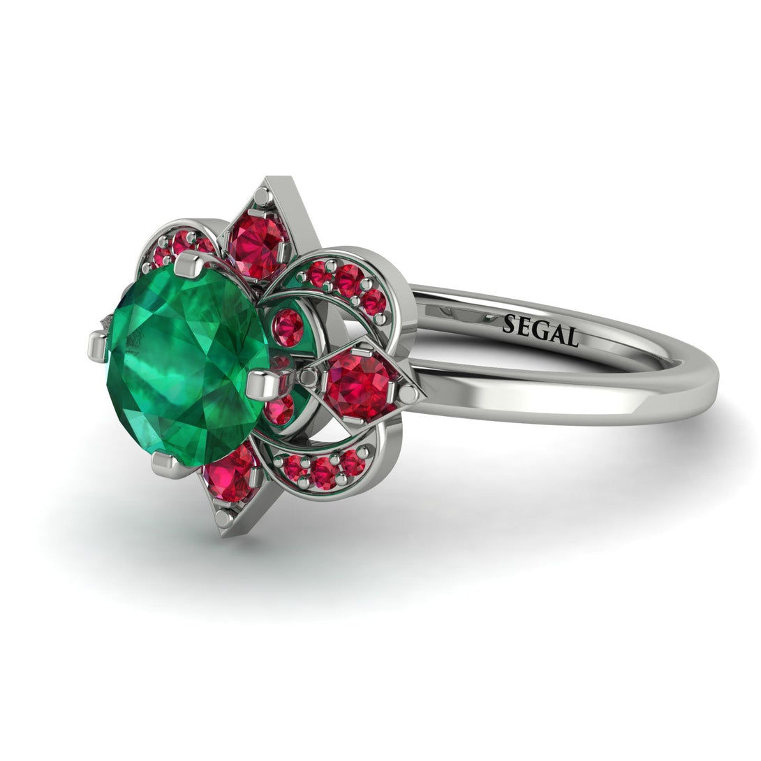 Unique Bloom Halo Emerald Ring - Amanda No. 51