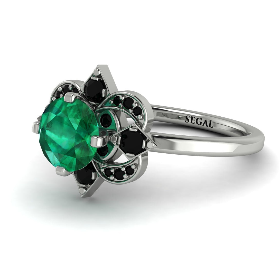 Unique Bloom Halo Emerald Ring - Amanda No. 36