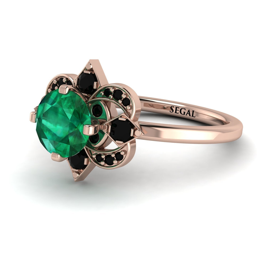 Unique Bloom Halo Emerald Ring - Amanda No. 35
