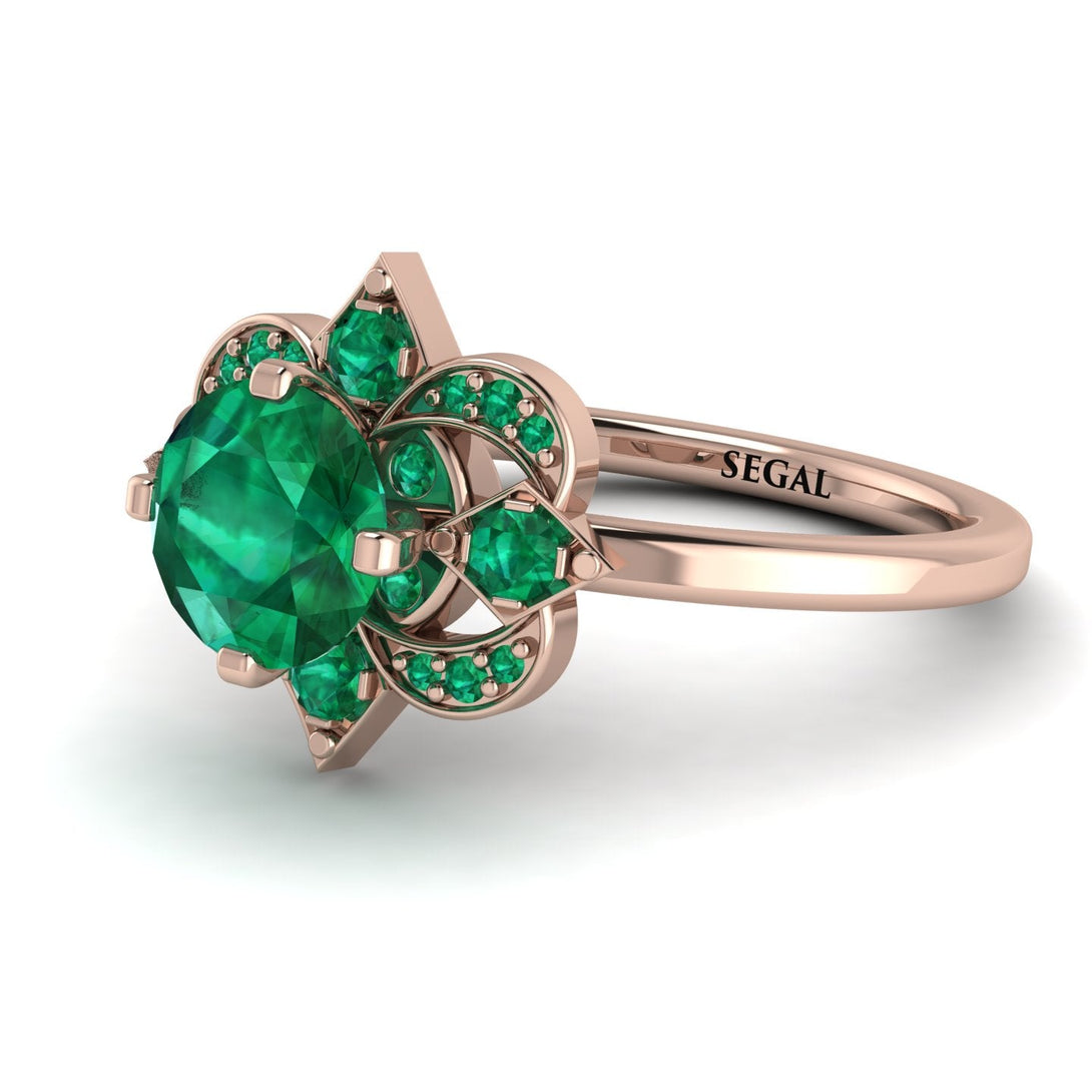 Unique Bloom Halo Emerald Ring - Amanda No. 20