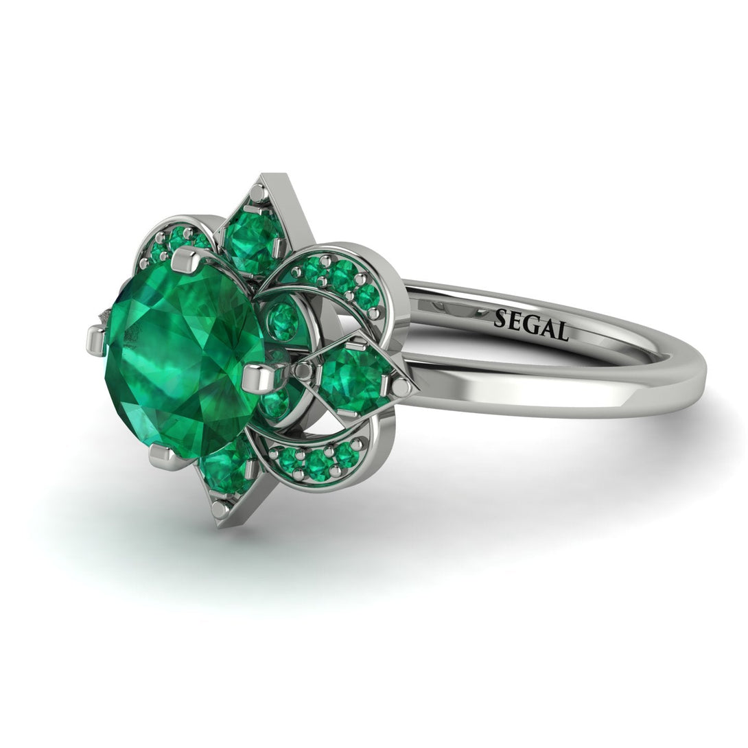 Unique Bloom Halo Emerald Ring - Amanda No. 21