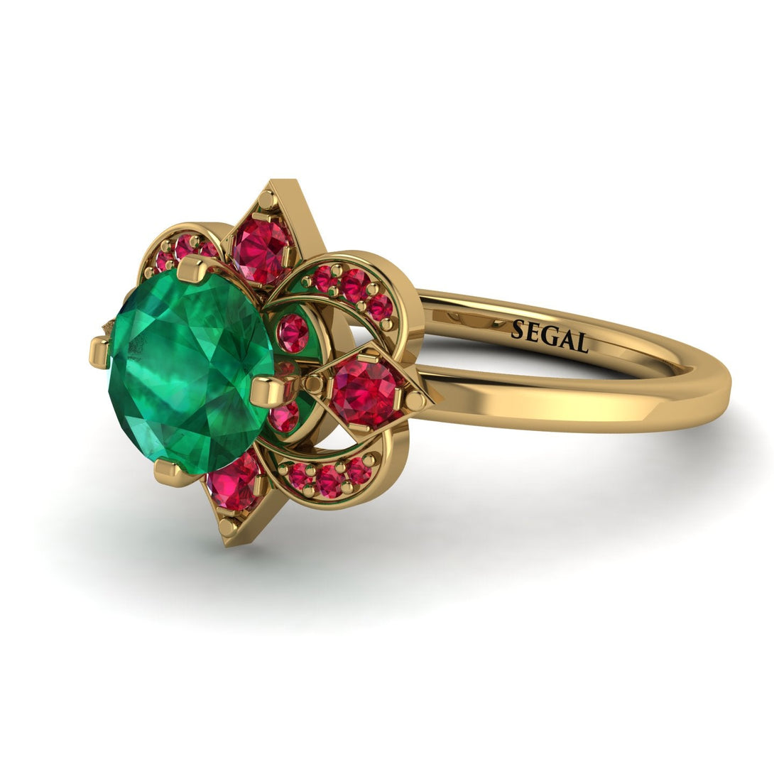 Unique Bloom Halo Emerald Ring - Amanda No. 49