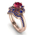 Unique Bloom Halo Ruby Bridal Set - Amanda No. 71