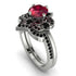 Unique Bloom Halo Ruby Bridal Set - Amanda No. 42