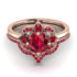 Unique Bloom Halo Ruby Bridal Set - Amanda No. 56