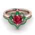 Unique Bloom Halo Ruby Bridal Set - Amanda No. 26