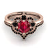 Unique Bloom Halo Ruby Bridal Set - Amanda No. 41