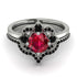 Unique Bloom Halo Ruby Bridal Set - Amanda No. 42