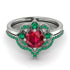 Unique Bloom Halo Ruby Bridal Set - Amanda No. 27