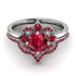 Unique Bloom Halo Ruby Bridal Set - Amanda No. 57