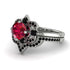 Unique Bloom Halo Ruby Bridal Set - Amanda No. 42