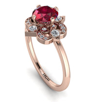 Unique Bloom Halo Ruby Ring - Amanda No. 11 image 1