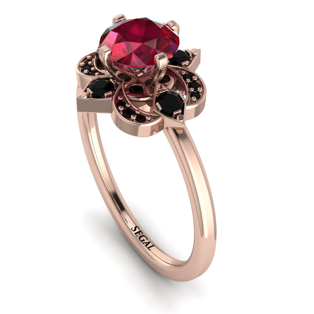 Unique Bloom Halo Ruby Ring - Amanda No. 41