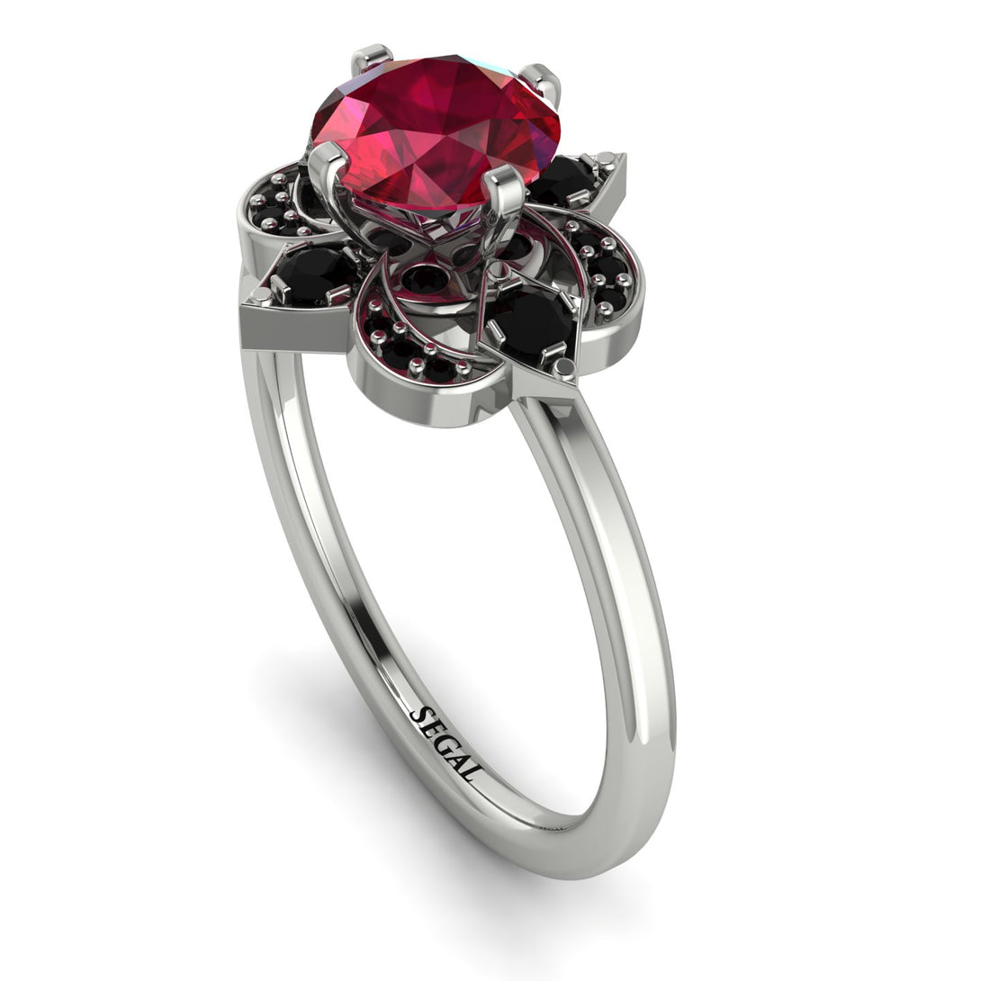 Unique Bloom Halo Ruby Ring - Amanda No. 42