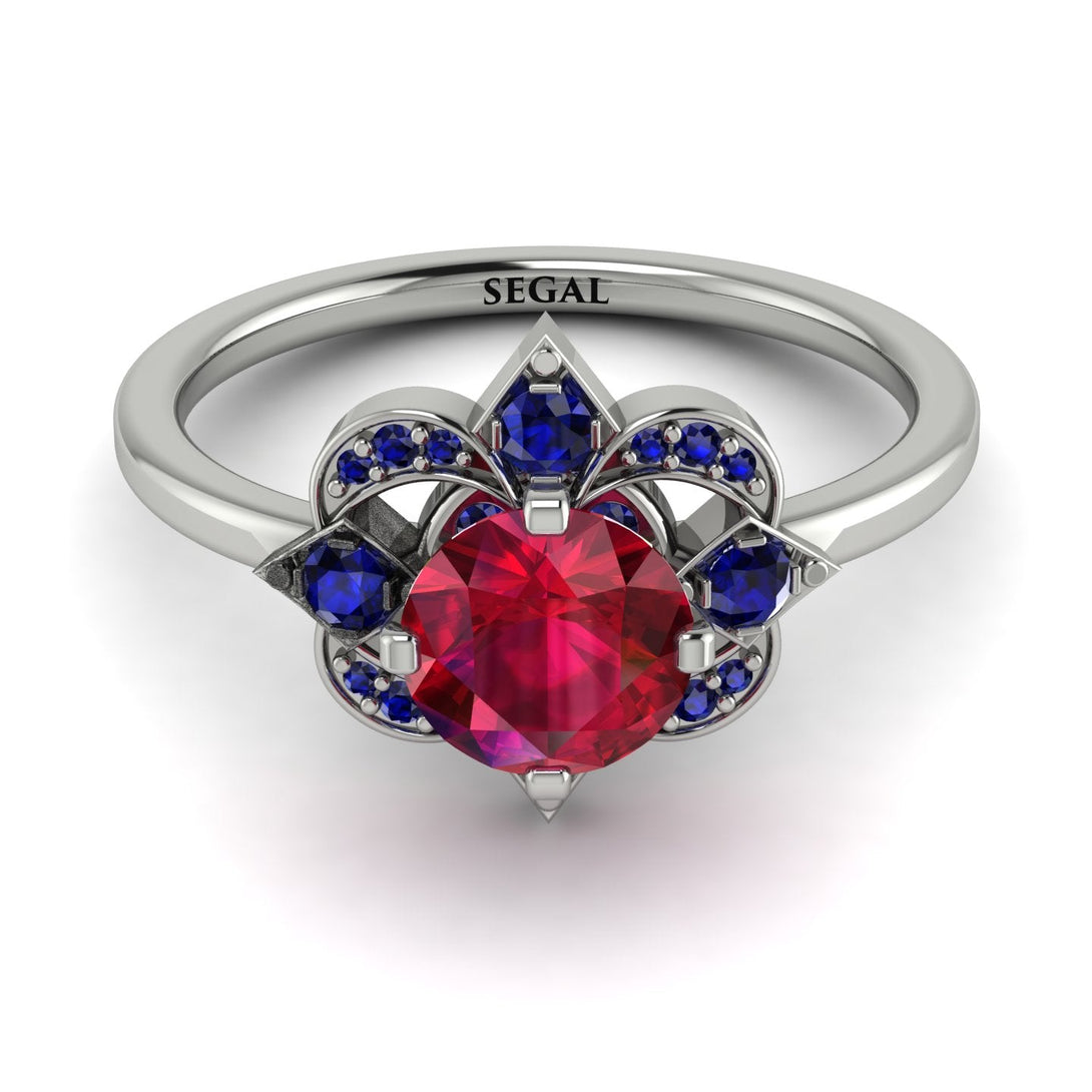 Unique Bloom Halo Ruby Ring - Amanda No. 72