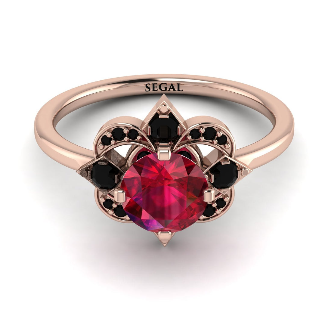 Unique Bloom Halo Ruby Ring - Amanda No. 41