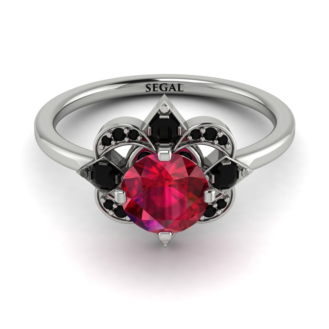 Unique Bloom Halo Ruby Ring - Amanda No. 42