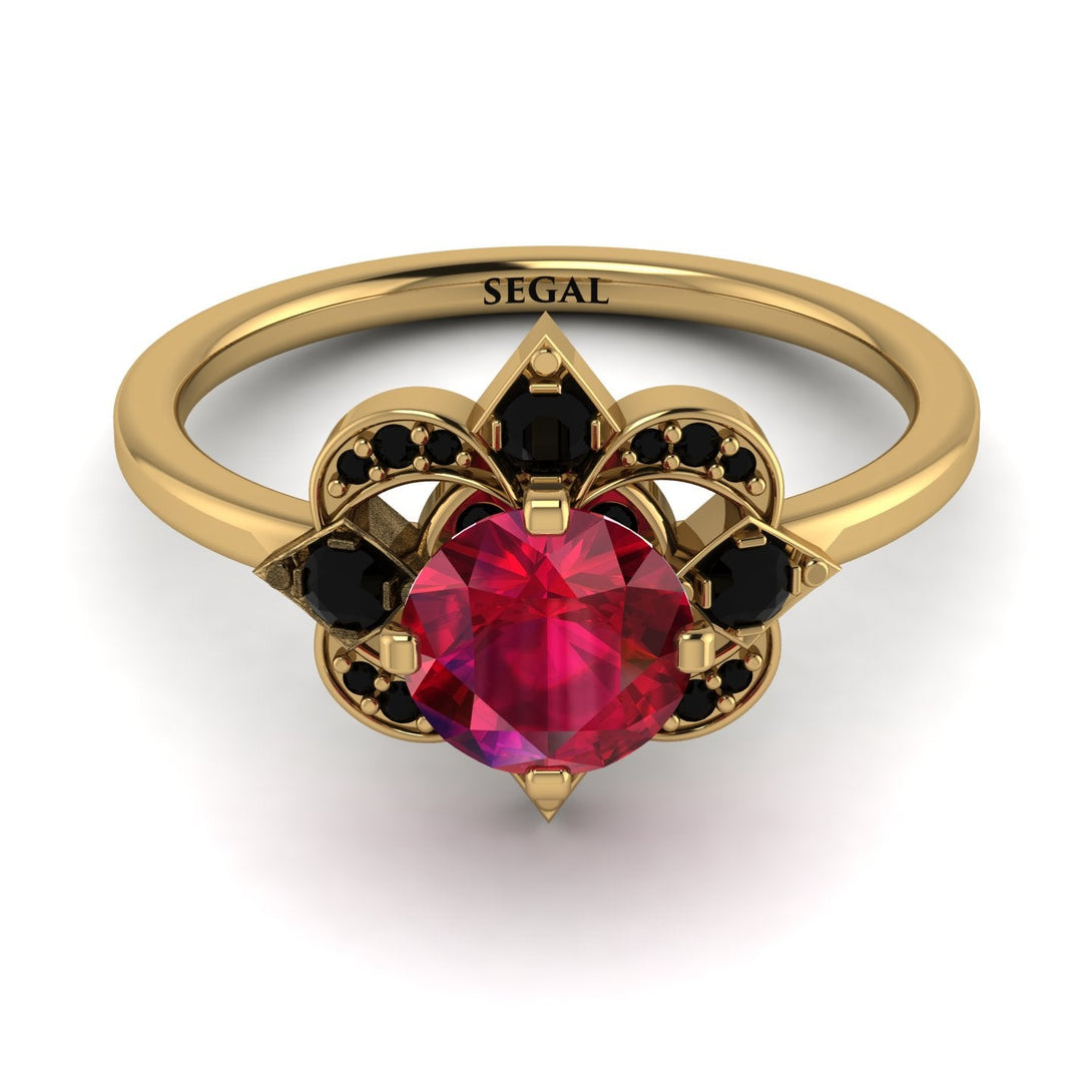 Unique Bloom Halo Ruby Ring - Amanda No. 40