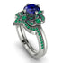 Unique Bloom Halo Sapphire Bridal Set - Amanda No. 30 image 1